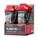 Nduranz Nrgy Gel 45 with Caffeine Box - 16 x 75g mango, bustine rosse e nere in una scatola espositore su sfondo bianco.