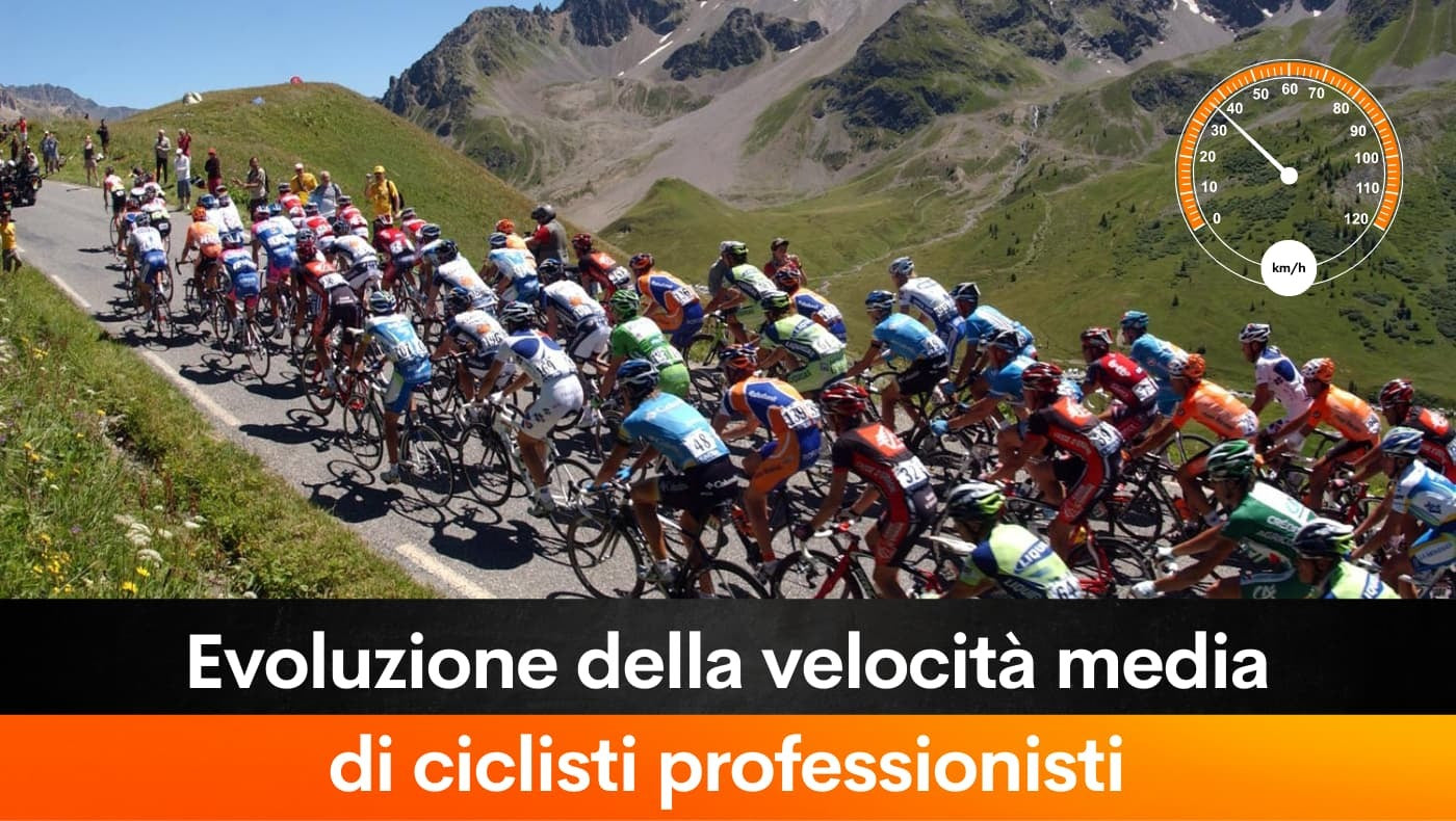 Evoluzione della velocità media di ciclisti professionisti