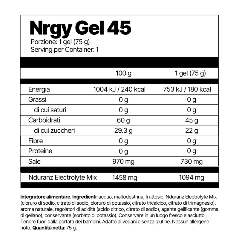 Nrgy Gel 45 (bottiglia ricaricabile) + Flacone per gel GRATIS