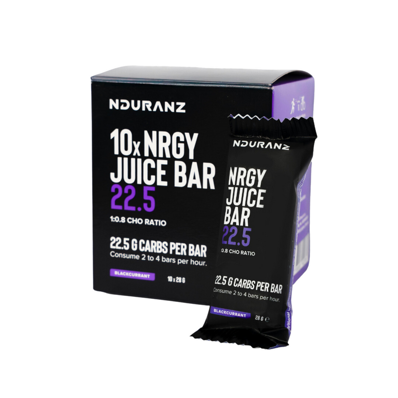 Nrgy Juice Bar 22,5g Box di Nduranz – rapida carica di energia con ingredienti naturali, 22,5g di carboidrati per barretta, ottimizzata per atleti di endurance.