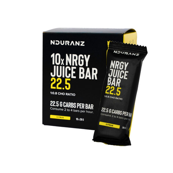 Nrgy Juice Bar 22,5g Box di Nduranz – rapida carica di energia con ingredienti naturali, 22,5g di carboidrati per barretta, ottimizzata per atleti di endurance.