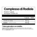 4Endurance Pro Rhodiola Complex - 60 capsule, flacone con tappo dorato, striscia verde sull’etichetta, design nero e dorato su sfondo bianco.