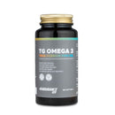 4Endurance Pro TG Omega 3 - 60 softgel, bottiglia con tappo dorato e etichetta grigia che elenca i benefici per la salute su sfondo bianco.