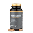 4Endurance Pro Cordyceps - 60 capsule, flacone nero con tappo dorato ed etichetta con vantaggi per resistenza ed energia.