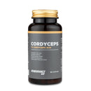 4Endurance Pro Cordyceps - 60 capsule, flacone nero con tappo dorato ed etichetta con vantaggi per resistenza ed energia.