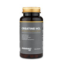 4Endurance Pro Creatine HCL - 60 capsule, flacone marrone scuro con tappo dorato ed etichetta con i vantaggi principali su sfondo bianco.