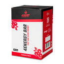 4Energy 4Energy Bar Box - 10 x 45g lampone, confezione rossa e nera con illustrazioni di lampone su sfondo bianco.