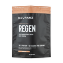 NDURANZ Regen Complete Recovery Formula - 920 g gusto nocciola, confezione nera e beige al centro con testo nutrizionale, chiusura richiudibile.