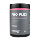 4Endurance Pro Flex - 400 g gusto tropicale, formula per supporto articolare, contenitore nero con striscia rosa su sfondo bianco.