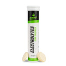 4Energy Electrolytes - 20 compresse effervescenti gusto mela, tubo bianco con testo nero e verde su sfondo bianco.