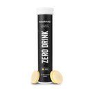 Nduranz Zero Drink - 20 compresse effervescenti gusto agrumi, tubo cilindrico nero con tappo bianco e cerchio rosa su sfondo bianco.