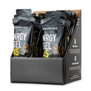Nduranz Nrgy Gel 45 Box - 16 x 75 g limone, confezioni nere e arancioni in scatola espositore di cartone su sfondo bianco.