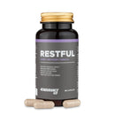 4Endurance Pro Restful - 60 capsule, formula per il sonno, flacone marrone scuro con tappo dorato ed etichetta viola‑grigia su sfondo bianco.