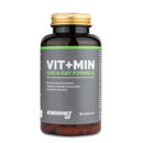 4Endurance Pro Vit+Min - 90 capsule, flacone marrone con tappo dorato, etichetta grigia con testo verde e bianco su sfondo bianco.
