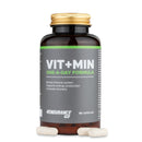 4Endurance Pro Vit+Min - 90 capsule, flacone marrone con tappo dorato, etichetta grigia con testo verde e bianco su sfondo bianco.