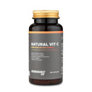 4Endurance Pro Natural Vitamin C - 60 capsule, flacone con tappo dorato, etichetta con benefici per la salute, design nero e dorato.