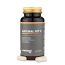 4Endurance Pro Natural Vitamin C - 60 capsule, flacone con tappo dorato, etichetta con benefici per la salute, design nero e dorato.
