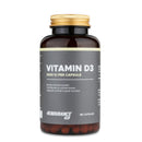 4Endurance Pro Vitamin D3 - 90 capsule, flacone marrone con tappo dorato, etichetta indica 2000 UI, benefici per il supporto immunitario e osseo.