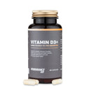 4Endurance Pro Vitamin D3+ - 90 capsule, flacone in plastica ambra scuro con tappo dorato ed etichetta grigia con vantaggi del supplemento.
